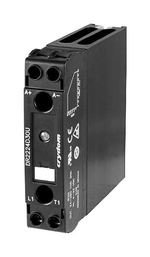 SENSATA/CRYDOM DR2224D20UR Solid State Relay, 20 A, 280 VAC, DIN Rail, Screw, Instantaneous Turn On