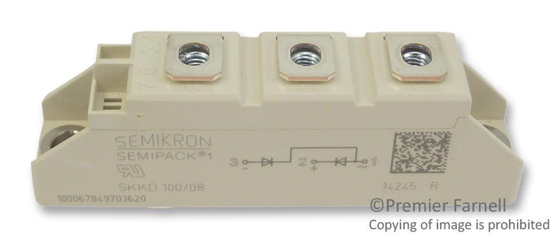 Semikron SKKD 100/08 SKKD 100/08 Diode Module 800 V 100 A 1.35 1 Pair Series Connection 3 Pins