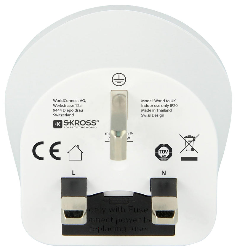 Skross 1.500225-E 1.500225-E Mains Adapter Australia/China Brazil Euro Italy Japan/US Switzerland UK 7 A White 250 V New