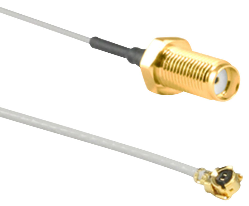 LINX - TE CONNECTIVITY CSI-SGFB-100-UFFR RF / Coaxial Cable Assembly, U.FL Plug to SMA Bulkhead Jack, 1.13mm, 50 ohm, 0.3 ft, 100 mm, Grey