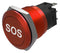 EAO 82-5751.1000.B015 Vandal Resistant Switch, SOS, 82 Series, 19 mm, SPDT, Momentary, Round Flat Flush, Red