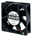 SANYO DENKI 9G1224G101 DC Axial Fan, 24 V, Square, 120 mm, 38 mm, Ball Bearing, 137 CFM