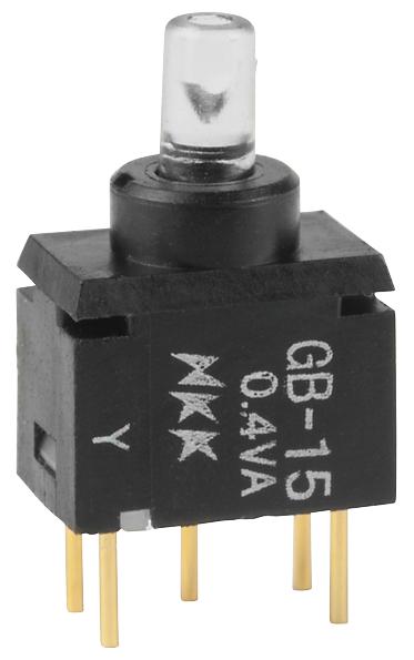 NKK SWITCHES GB15JPD SWITCH, PUSHBUTTON, ILLUMINATED, SPDT, 0.1A, AMBER