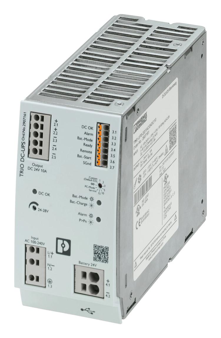 PHOENIX CONTACT 2907161 Uninterruptible Power Supply (UPS), 1 Outlets, 240 V, 24 VDC TRIO-UPS-2G/1AC/24DC/10