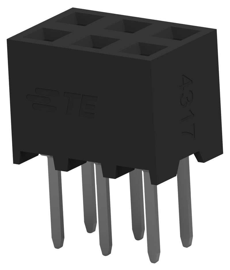 TE Connectivity 2314820-6 2314820-6 PCB Receptacle Board-to-Board 2 mm Rows 6 Contacts Through Hole Mount Ampmodu 2mm