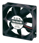 SANYO DENKI 109R0824S401 DC Axial Fan, 24 V, Square, 80 mm, 25 mm, Ball Bearing, 42.4 CFM