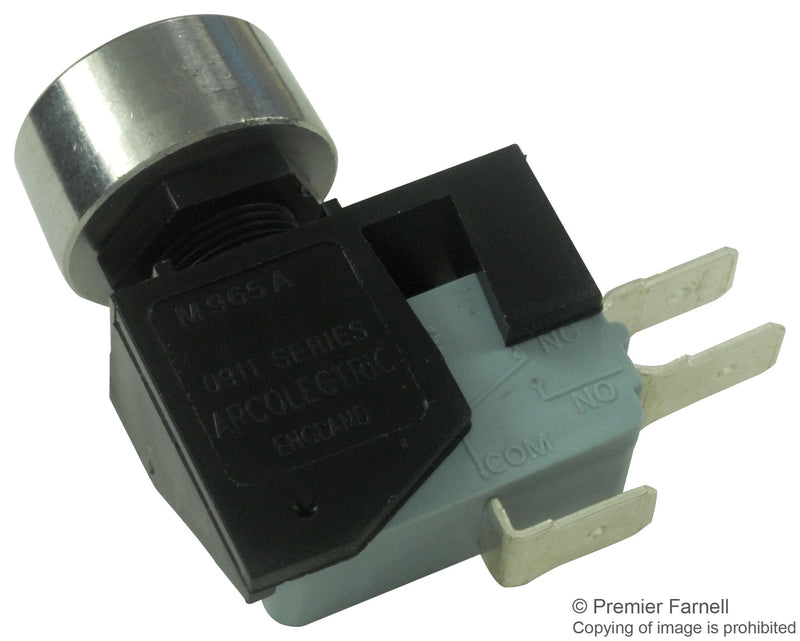 Arcolectric (BULGIN LIMITED) C0911KBAAJ C0911KBAAJ Industrial Pushbutton Switch 0900 Series 12.7 mm Spdt On-(On) Round Black