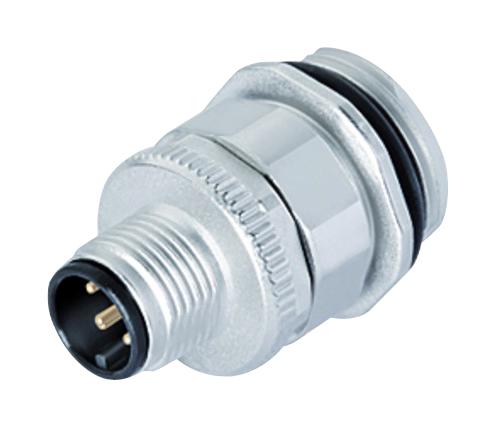 BINDER 99-0431-500-04 Sensor Connector, 713/763 Series, M12, Male, 4 Positions, Screw Pin, Straight Panel Mount