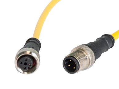 HARTING 2.13501E+13 M12 A-CODE 4-PIN STRAIGHT MALE TO STRAIGHT FEMALE, 1M, PVC YELLOW JACKET 51AK5418