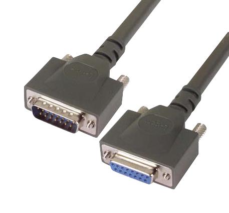 L-COM CPMS15MF-50 CPMS15MF-50 Computer Cable D Subminiature Plug 15 Way Socket 50 ft 15.24 m Grey