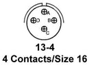 AMPHENOL AEROSPACE D38999/26WC4PN CIRCULAR CONNECTOR PLUG, SIZE 13, 4 POSITION, CABLE MILITARY SPECIFICATION:MIL-DTL-38999 SERIES III CIRCULAR CONNECTOR SHELL STY