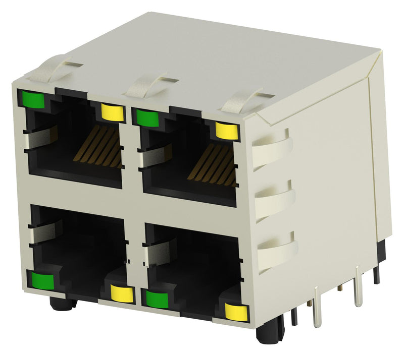 TE Connectivity 2041376-2 2041376-2 Modular Connector RJ45 Jack 2 x (Stacked) 8P8C Cat3 Through Hole Mount New