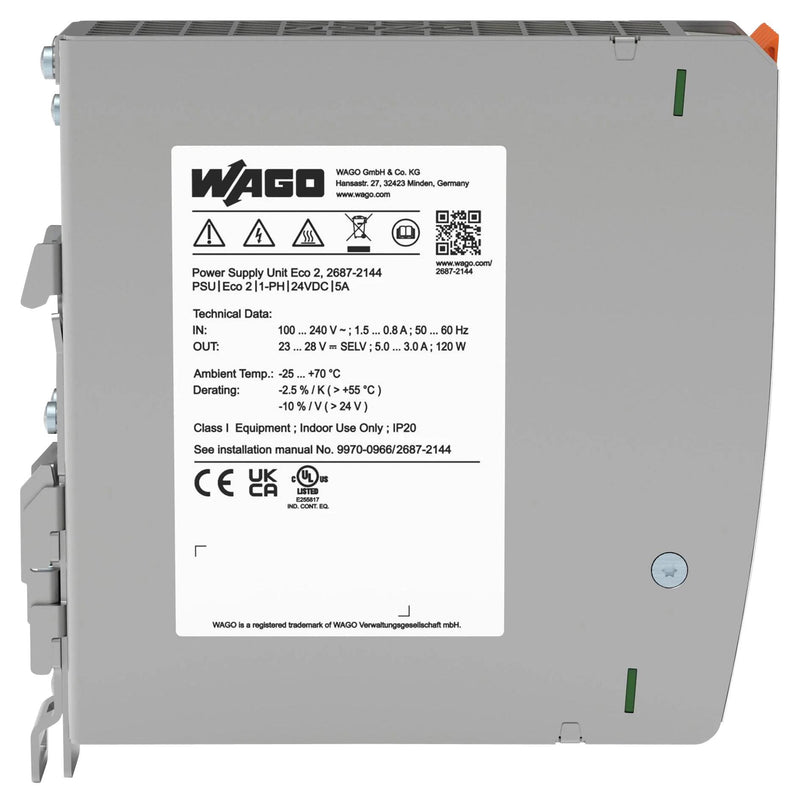 Wago 2687-2144 2687-2144 AC/DC DIN Rail Power Supply (PSU) Laboratory Equipment 1 Output 120 W 24 V 5 A New