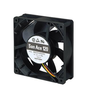 SANYO DENKI 9G1212E101 DC Axial Fan, 12 V, Square, 120 mm, 38 mm, Ball Bearing, 118 CFM