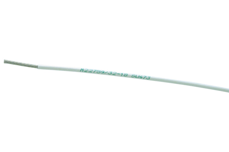 RAYCHEM - TE CONNECTIVITY M22759/32-18-9 Wire, Stranded, Equipment, Spec 55A, MIL M22759/32, ETFE, White, 18 AWG, 328 ft, 100 m