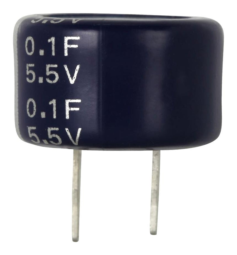 EATON ELECTRONICS KW-5R5C224H-R Supercapacitor, 0.22 F, 5.5 V, PC Pin, -20%, +80%, 5 mm, 2000 hours @ 85&deg;C