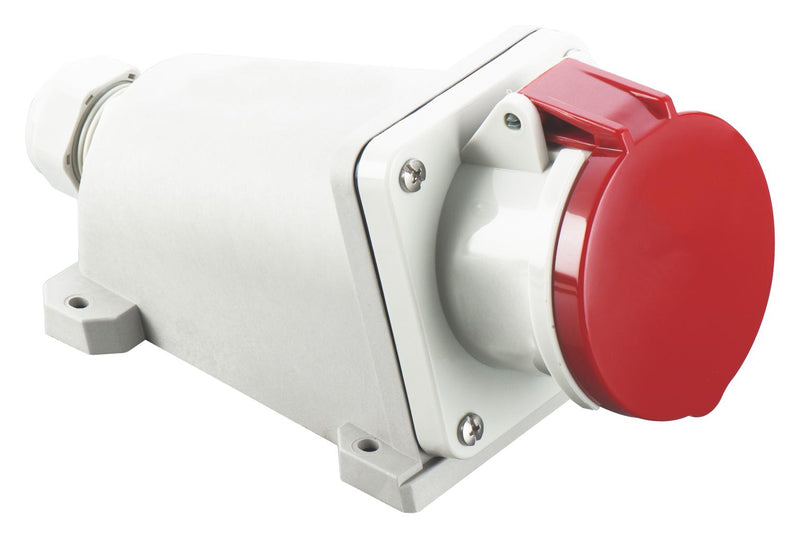 Multicomp PRO MP011075 MP011075 Pin &amp; Sleeve Connector 63 A 400 V Panel Mount Socket 3P+E Red White