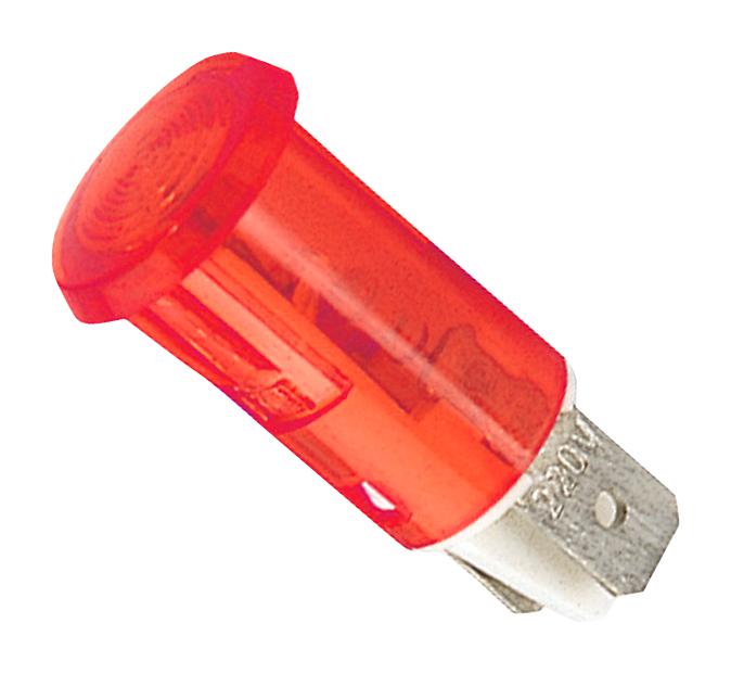 Bulgin Limited C058900NAA C058900NAA Neon Indicator 230 VAC Quick Connect Red 12.7 mm Dome 30 mA