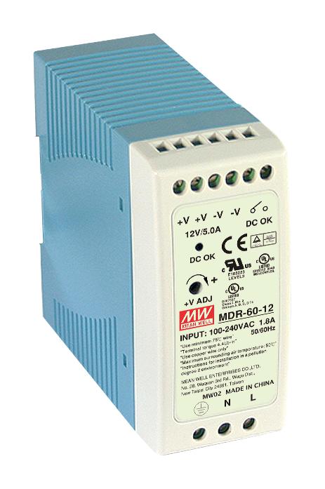 Mean Well MDR-60-12 MDR-60-12 AC/DC DIN Rail Power Supply (PSU) ITE 1 Output 60 W 12 VDC 5 A