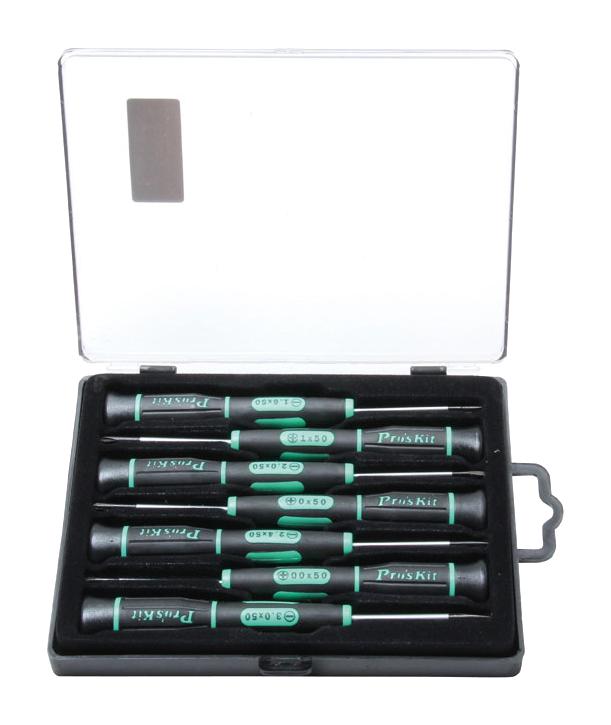 Proskit Industries SD-081A SD-081A Screwdriver Set Electronic 7 Pieces PH00/0/1 Phillips &amp; SL1.6/2/2.4/3mm Slotted Head Screwdrivers