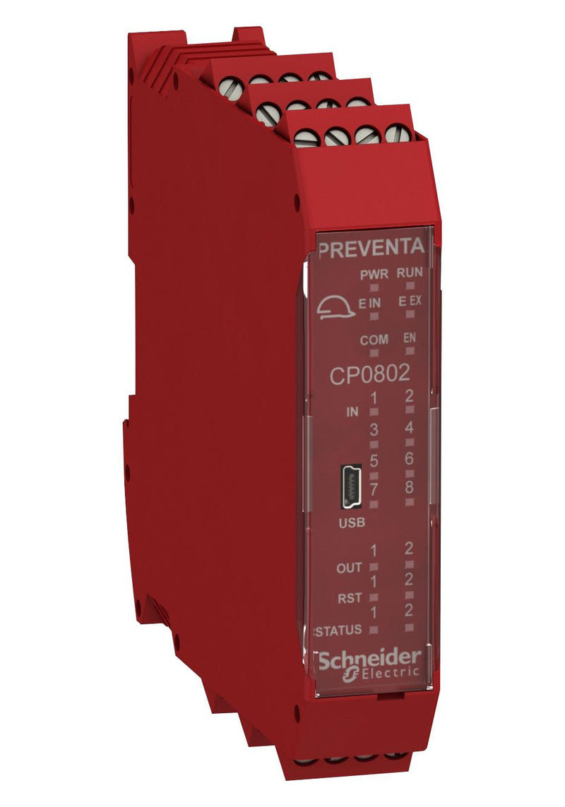 Schneider Electric XPSMCMCP0802 XPSMCMCP0802 Modular Safety Controller Preventa 8 Inputs 2 Outputs 24V DIN Rail