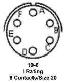 AMPHENOL INDUSTRIAL PT08SE-10-6S(SR) CIRCULAR CONNECTOR PLUG, SIZE 10, 6 POSITION, CABLE