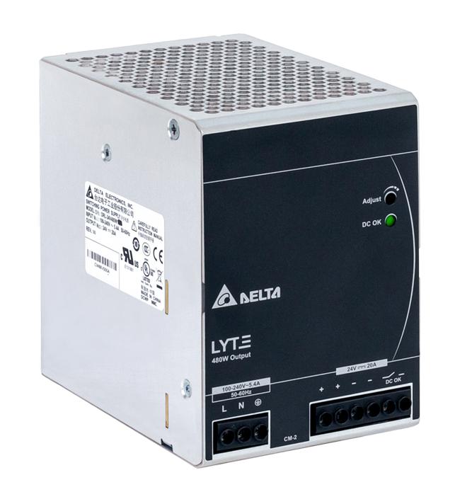 Delta Electronics / Power DRL-24V480W1AS DRL-24V480W1AS AC/DC DIN Rail Supply (PSU) ITE 1 Output 480 W 24 VDC 20 A