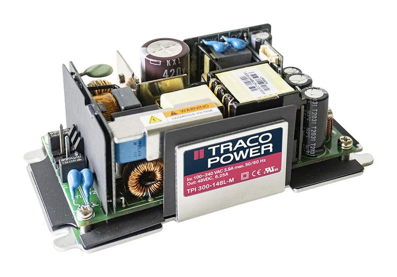 TRACO POWER TPI 300-148L-M AC/DC Open Frame Power Supply (PSU), ITE, 1 Output, 300W @ 21CFM, 180 W, 85V AC to 264V AC, Fixed