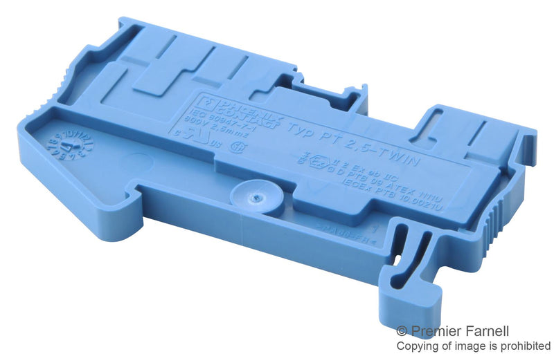 Phoenix Contact PT 25-TWIN BU PT BU DIN Rail Mount Terminal Block 3 Ways 26 AWG 12 4 mm&Acirc;&sup2; Push In 28 A