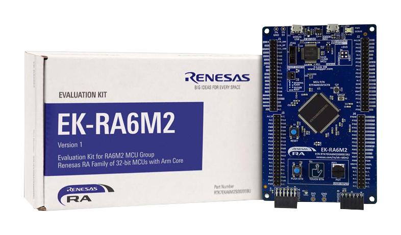 Renesas RTK7EKA6M2S00001BU RTK7EKA6M2S00001BU Evaluation Kit RA Family RA6M2 Group 32-bit ARMCortex-M4F Microcontrollers Debug on-board