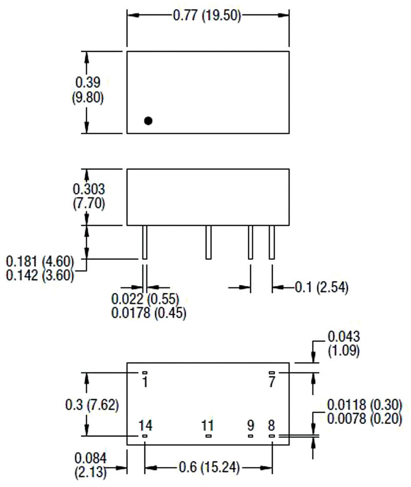 Murata Power Solutions NMH1215DC NMH1215DC Isolated Through Hole DC/DC Converter 1kV Isolation ITE 1:1 2 W Output 15 V 67 mA