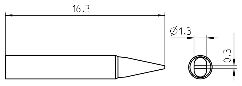 WELLER RTP 013 S MS SOLDERING TIP, CHISEL, 1.3MM