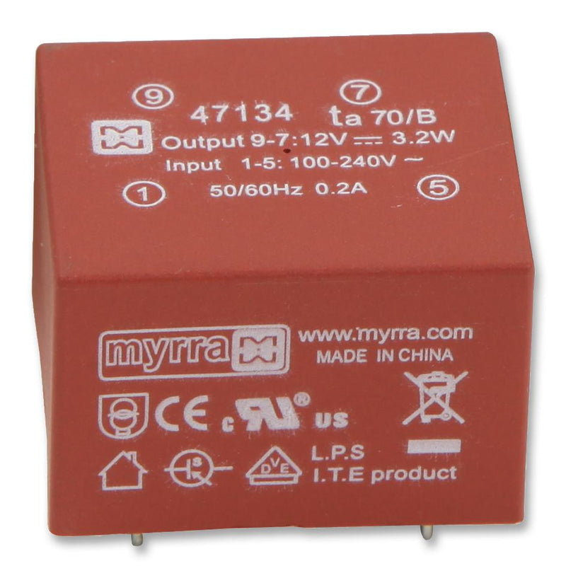 MYRRA 47166 AC/DC PCB Mount Power Supply (PSU), ITE, 1 Output, 5 W, 24 VDC, 210 mA