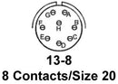 AMPHENOL AEROSPACE D38999/26WC8PN CIRCULAR CONNECTOR PLUG, SIZE 13, 8 POSITION, CABLE