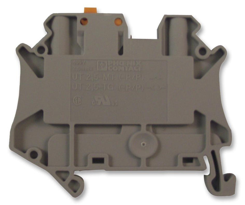 PHOENIX CONTACT 3046362 DIN Rail Mount Terminal Block, 2 Ways, 26 AWG, 12 AWG, 4 mm&sup2;, Screw, 20 A GTIN UPC EAN: 4046356055789 UT 2,5-MT