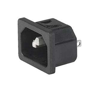 SCHURTER 3-144-638 IEC Power Connector, IP30, IEC C14 Inlet, 10 A, 250 VAC, Quick Connect, Snap-In, 6100-4 Series