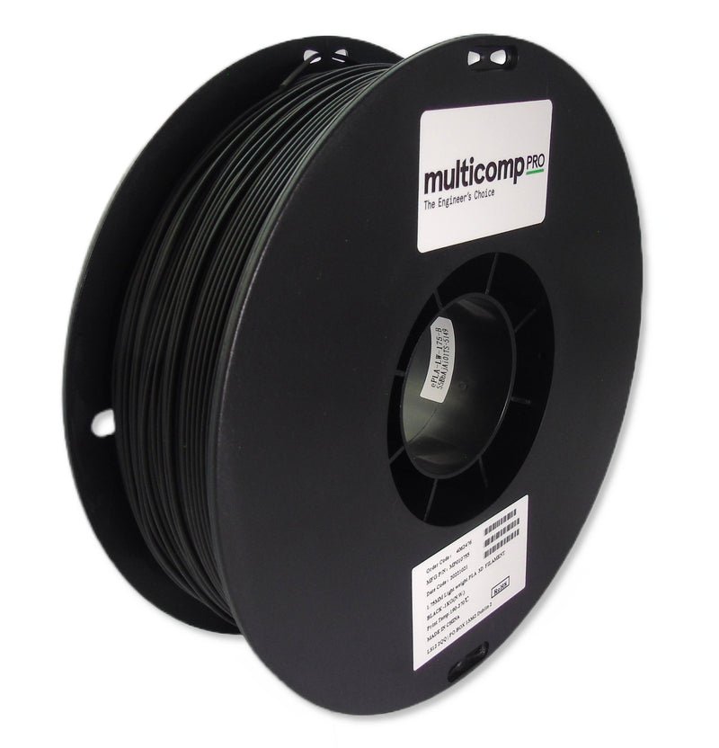 Multicomp PRO MP010755 MP010755 3D Printer Filament 1.75 mm Dia Black PLA 190 to 270 &deg;C 1 Kg