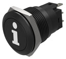 EAO 82-5951.1000.B004 Vandal Resistant Switch, Info, 82 Series, 19 mm, SPDT, Momentary, Round Flat Flush, Black