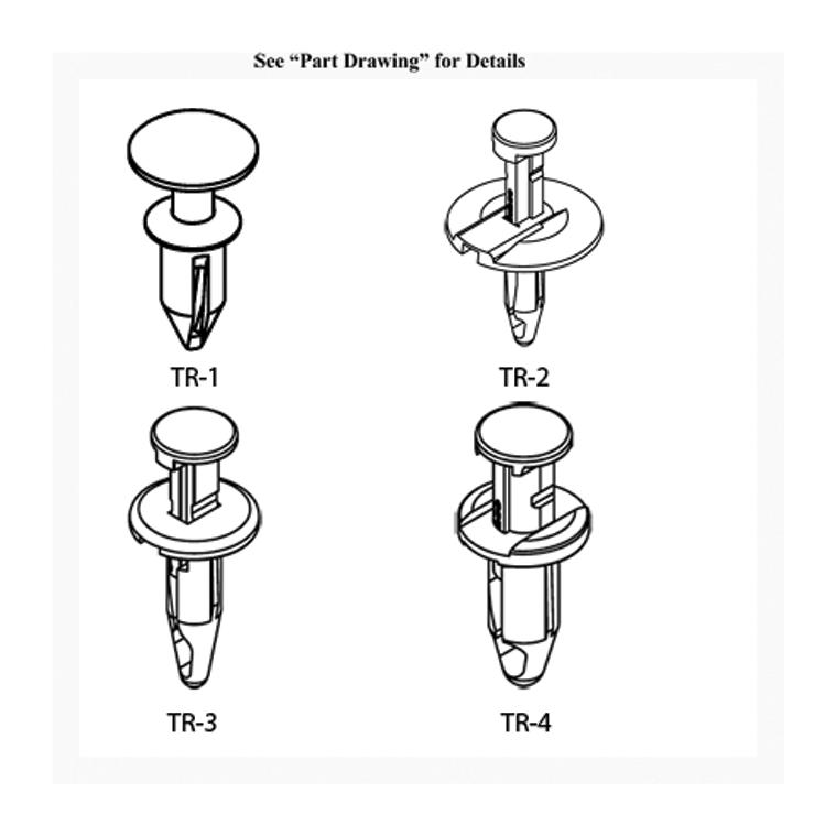 ESSENTRA COMPONENTS TR-1 Rivet, Black, Nylon 6.6, 1.5 mm - 4.6 mm Grip, 5.2 mm Hole, 1.1 mm Depth