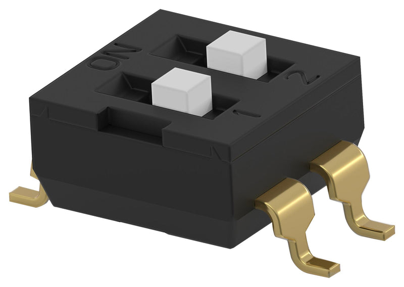 ALCOSWITCH - TE CONNECTIVITY ADEN02STU04 DIP SW, 2CKT, SPST, 0.025A, 24VDC, SMD