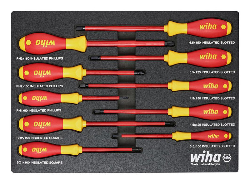 WIHA 32080 SCREWDRIVER TRAY SET, CUSHION GRIP, 10PC