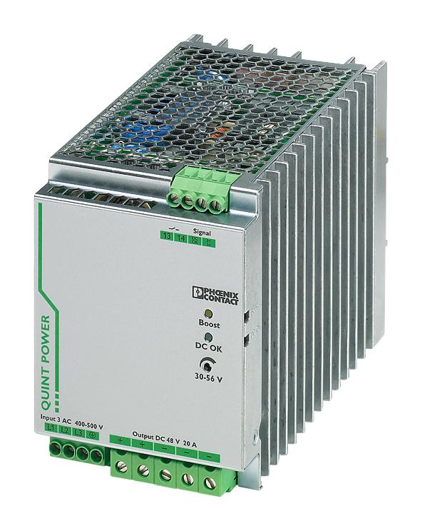 PHOENIX CONTACT 2320827 AC/DC DIN Rail Power Supply (PSU), ITE, 1 Output, 960 W, 48 VDC, 20 A GTIN UPC EAN: 4046356547734 QUINT-PS/3AC/48DC/20