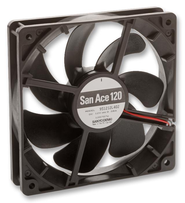 SANYO DENKI 9S1212M4011 DC Axial Fan, 12 V, Square, 120 mm, 25 mm, Ball Bearing, 58.6 CFM