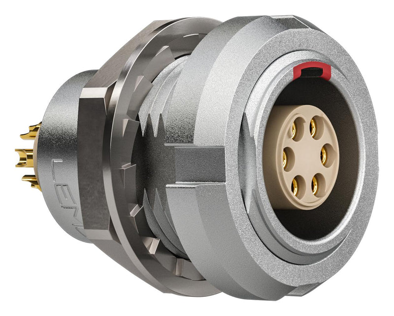 Lemo ECG.1B.306.CLL ECG.1B.306.CLL Circular Connector 1B Series Panel Mount Receptacle 6 Contacts Solder Socket Push-Pull