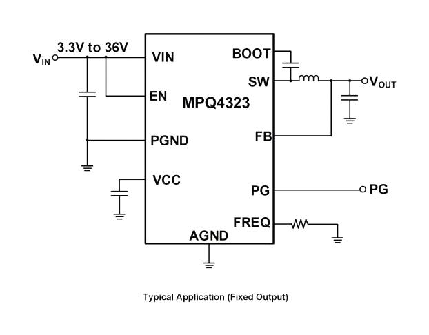 Monolithic Power Systems (MPS) MPQ4323GDE-AEC1-P MPQ4323GDE-AEC1-P DC-DC Switching Synchronous Step-Down Regulator 3.3-36V in 34.2V out 3A 2.2MHz QFN-12