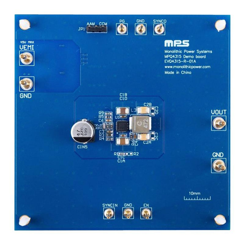 MONOLITHIC POWER SYSTEMS (MPS) EVQ4315-R-01A Evaluation Board, MPQ4315GRE-AEC1, AEC-Q100, Power Management, Synchronous Step Down Converter