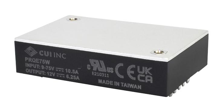 CUI PRQE75W-E12-S24-D PRQE75W-E12-S24-D Isolated Through Hole DC/DC Converter ITE &amp; Railway 75 W 1 Output 24 V 3.12 A