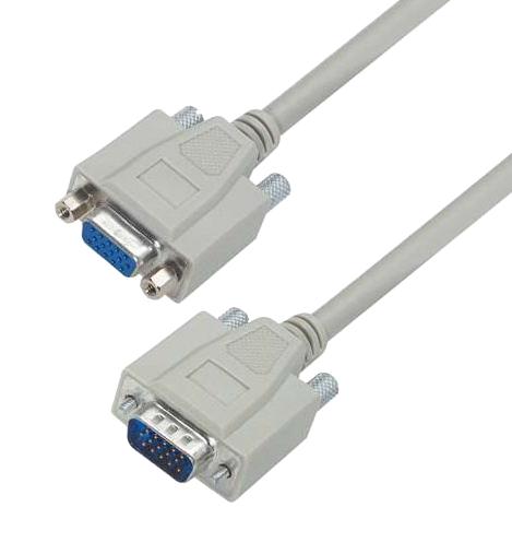 L-COM CHD15MF-10 Computer Cable, HD-15 Plug, HD-15 Receptacle, 10 ft, 3.05 m, Light Grey, CHD15MF Series