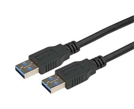 L-COM CAU3ZAA-3M USB Cable, Type A Plug to Type A Plug, 3 m, 9.8 ft, USB 3.0, Black