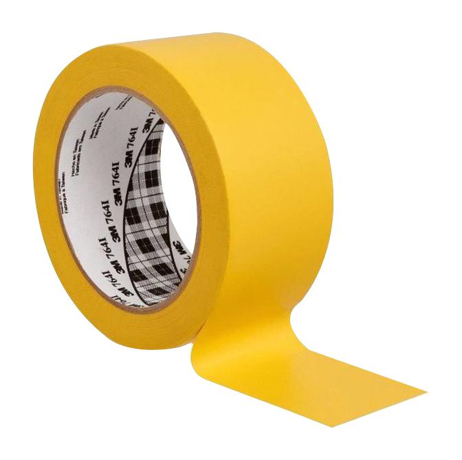 3M 764, YELLOW, 33M X 50MM Tape, General Purpose, Vinyl, Yellow, 33 m x 50 mm